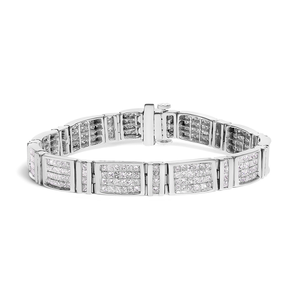 14K White Gold 7.0 Cttw Princess Cut Diamond 7" Alternating Vertical and Horizontal Rectangular Link Tennis Bracelet (H-I Color, SI2-I1 Clarity)