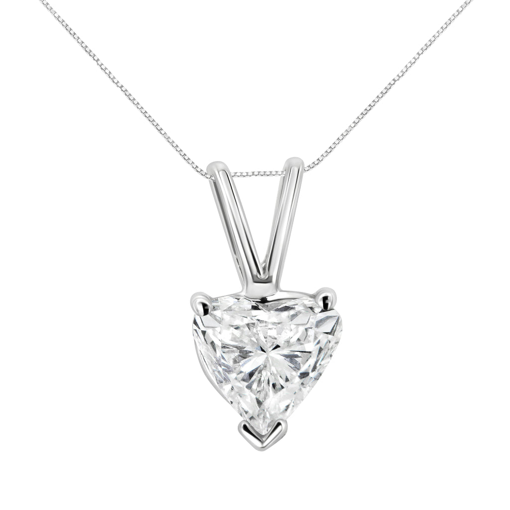 14K White Gold 3/8 Cttw Heart-Shaped Diamond Classic Solitaire 18" Pendant Necklace (H-I Color, VS2-SI1 Clarity)