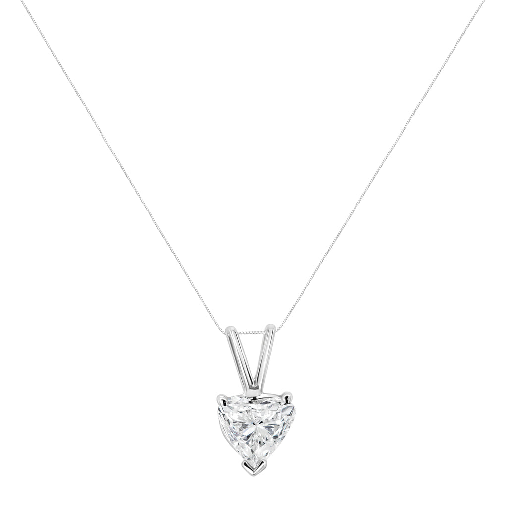 14K White Gold 3/8 Cttw Heart-Shaped Diamond Classic Solitaire 18" Pendant Necklace (H-I Color, VS2-SI1 Clarity)