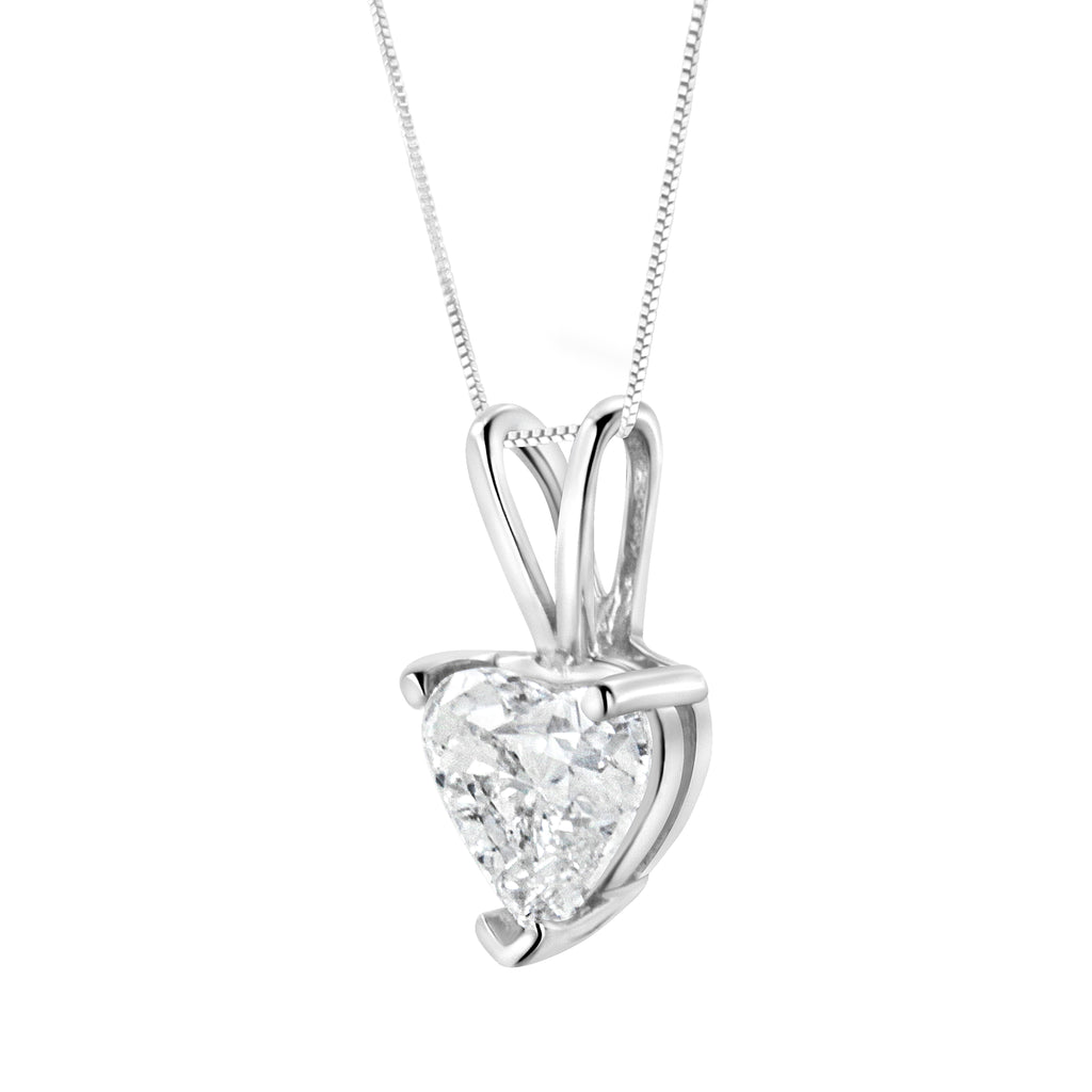 14K White Gold 3/8 Cttw Heart-Shaped Diamond Classic Solitaire 18" Pendant Necklace (H-I Color, VS2-SI1 Clarity)