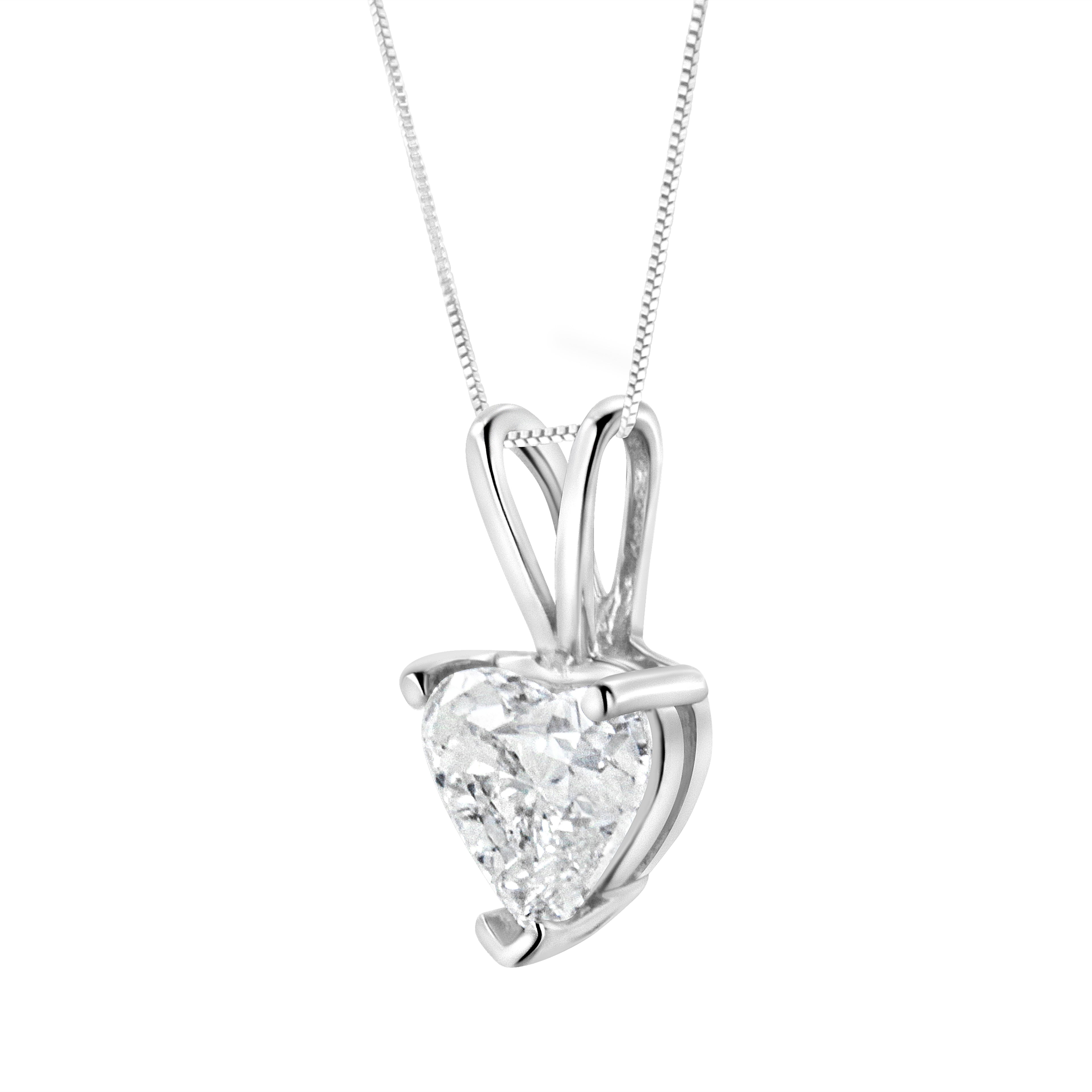 14K White Gold 3/8 Cttw Heart-Shaped Diamond Classic Solitaire 18" Pendant Necklace (H-I Color, VS2-SI1 Clarity)