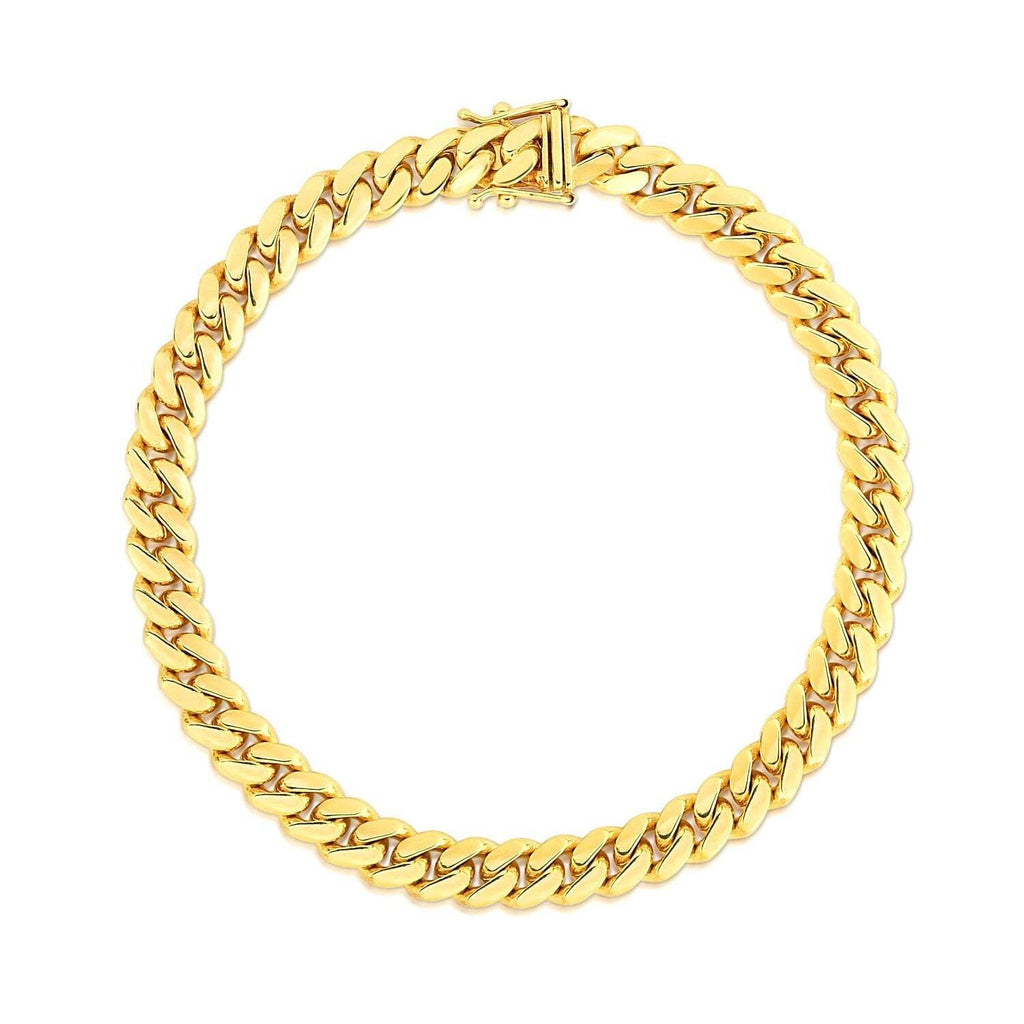 10k Yellow Gold Classic Miami Cuban Solid Bracelet (7.10 mm)