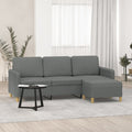 3-seater Sofa With Footstool Dark Grey