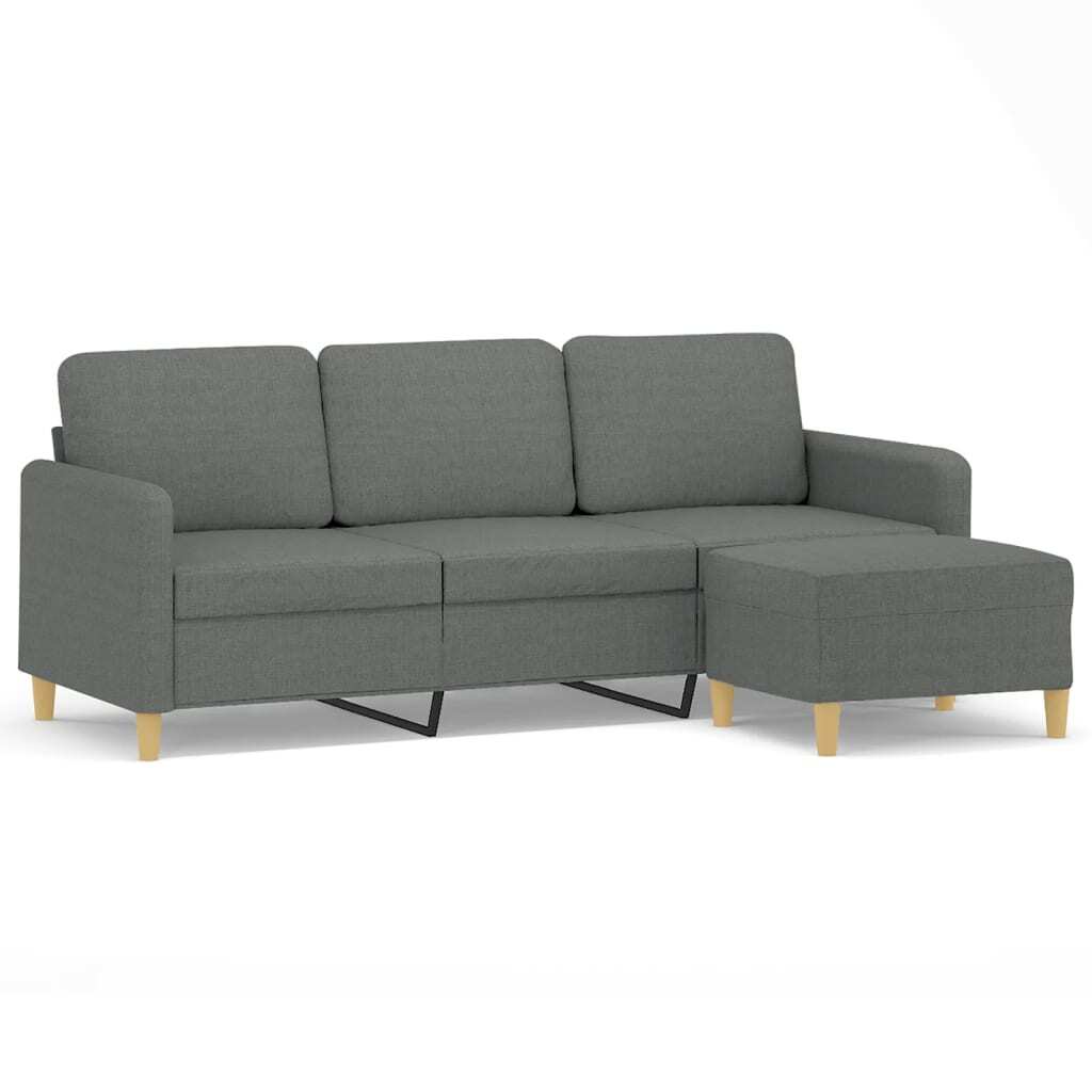 3-seater Sofa With Footstool Dark Grey