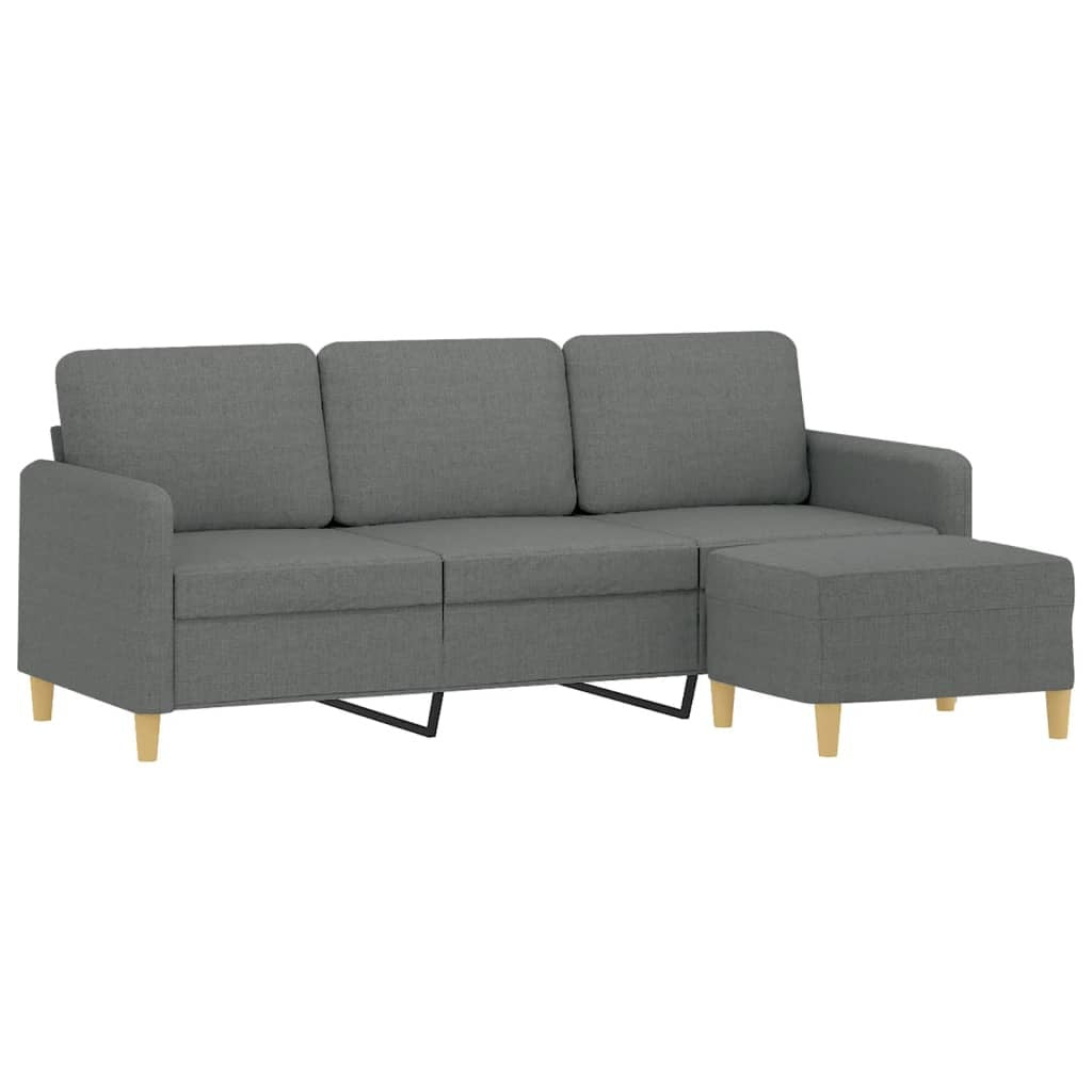 3-seater Sofa With Footstool Dark Grey