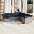 11 Piece Patio Sofa Set with Cushions Gray Poly Rattan