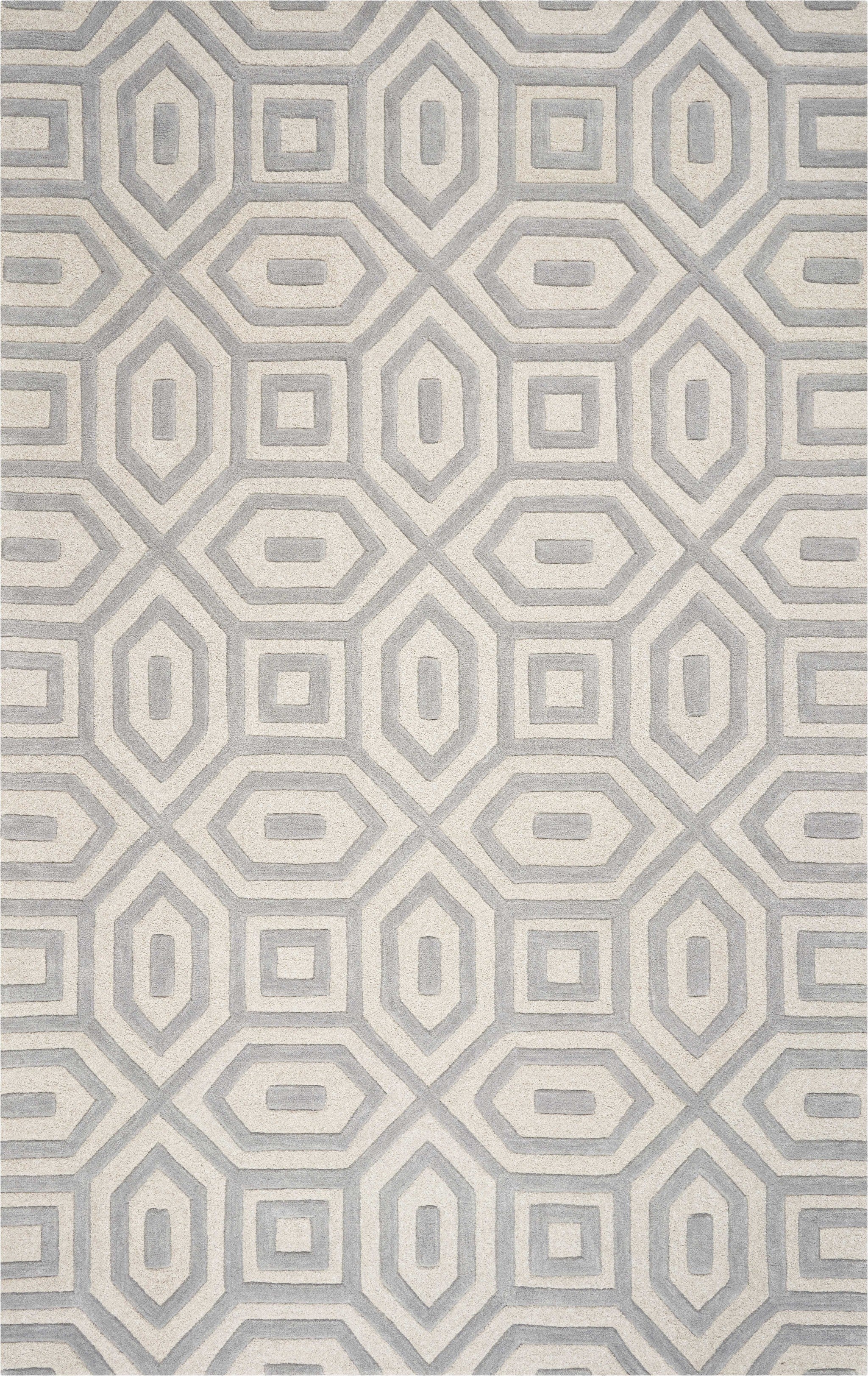3' X 5' Grey Hand Tufted Geometric Indoor Area Rug