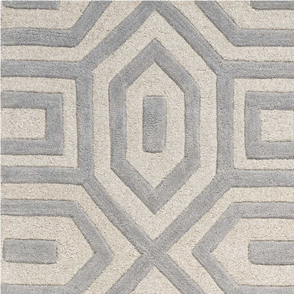 3' X 5' Grey Hand Tufted Geometric Indoor Area Rug