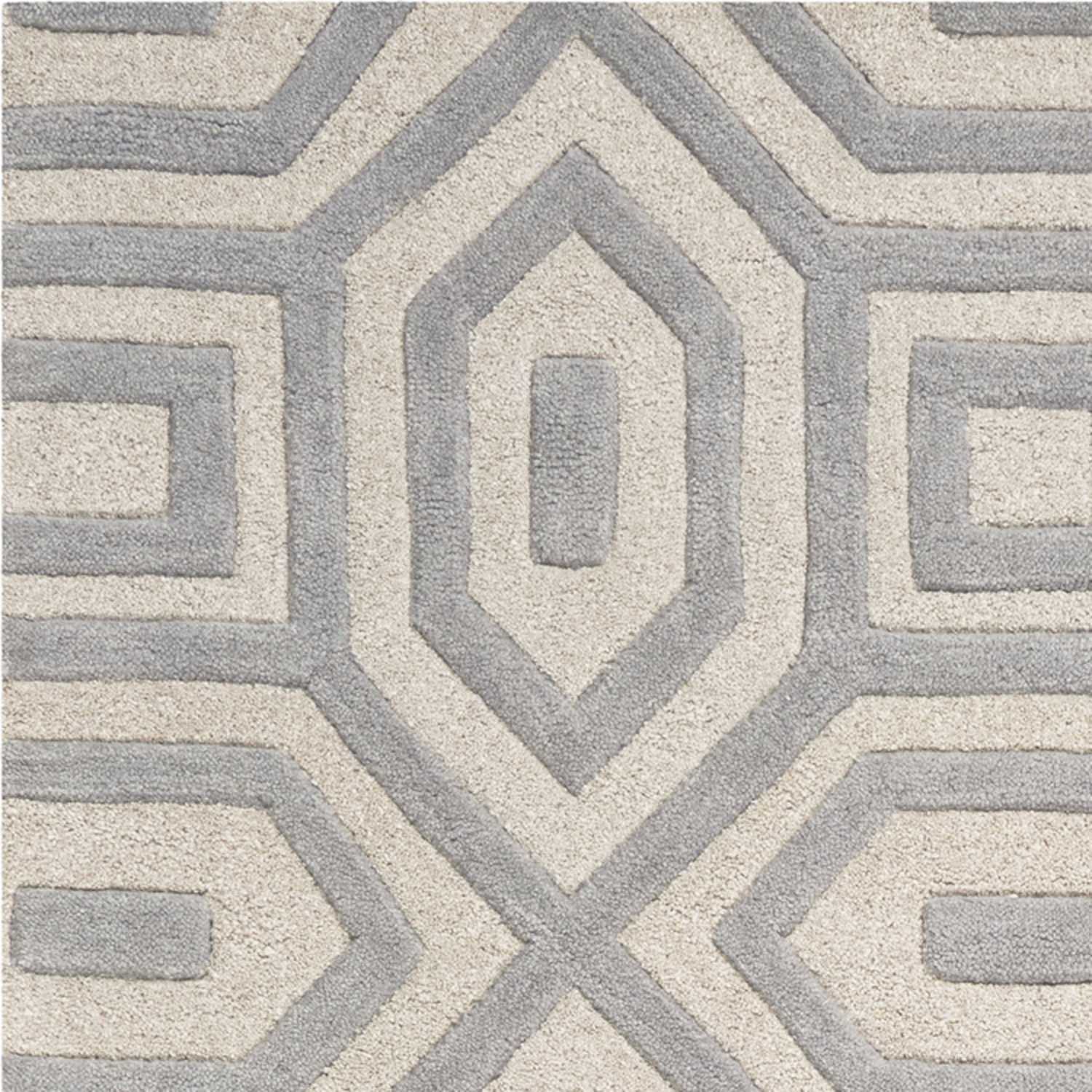 3' X 5' Grey Hand Tufted Geometric Indoor Area Rug
