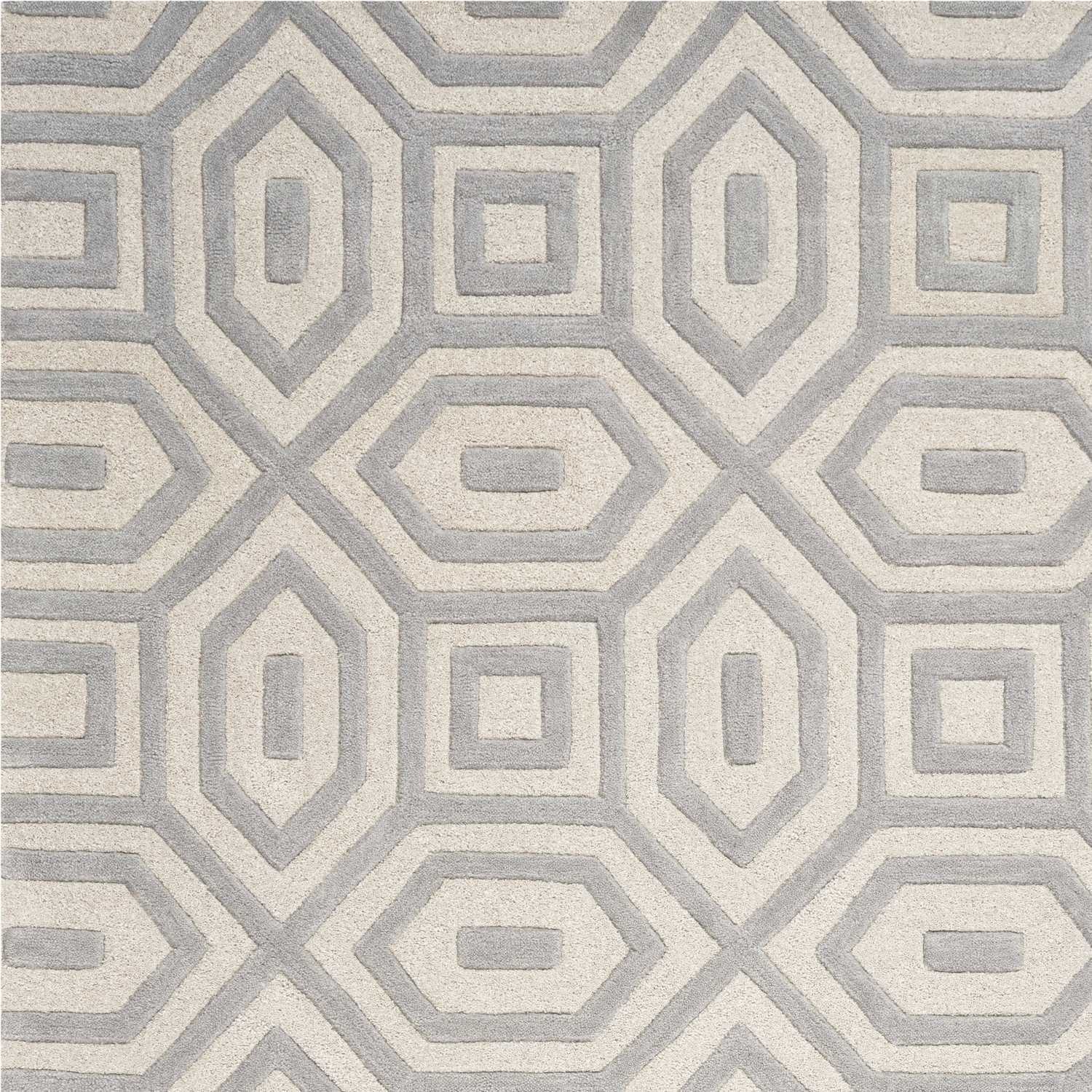 3' X 5' Grey Hand Tufted Geometric Indoor Area Rug