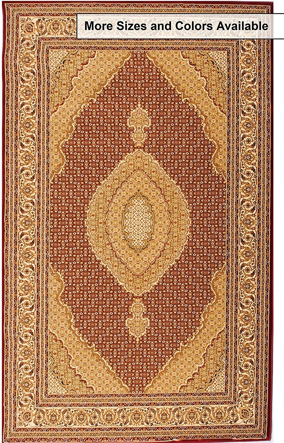 4' X 6' Red and Beige Oriental Power Loom Area Rug