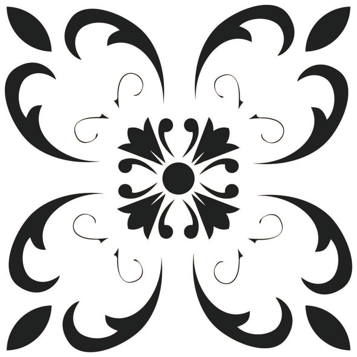 5" X 5" Black and White Delia Peel and Stick Removable Tiles