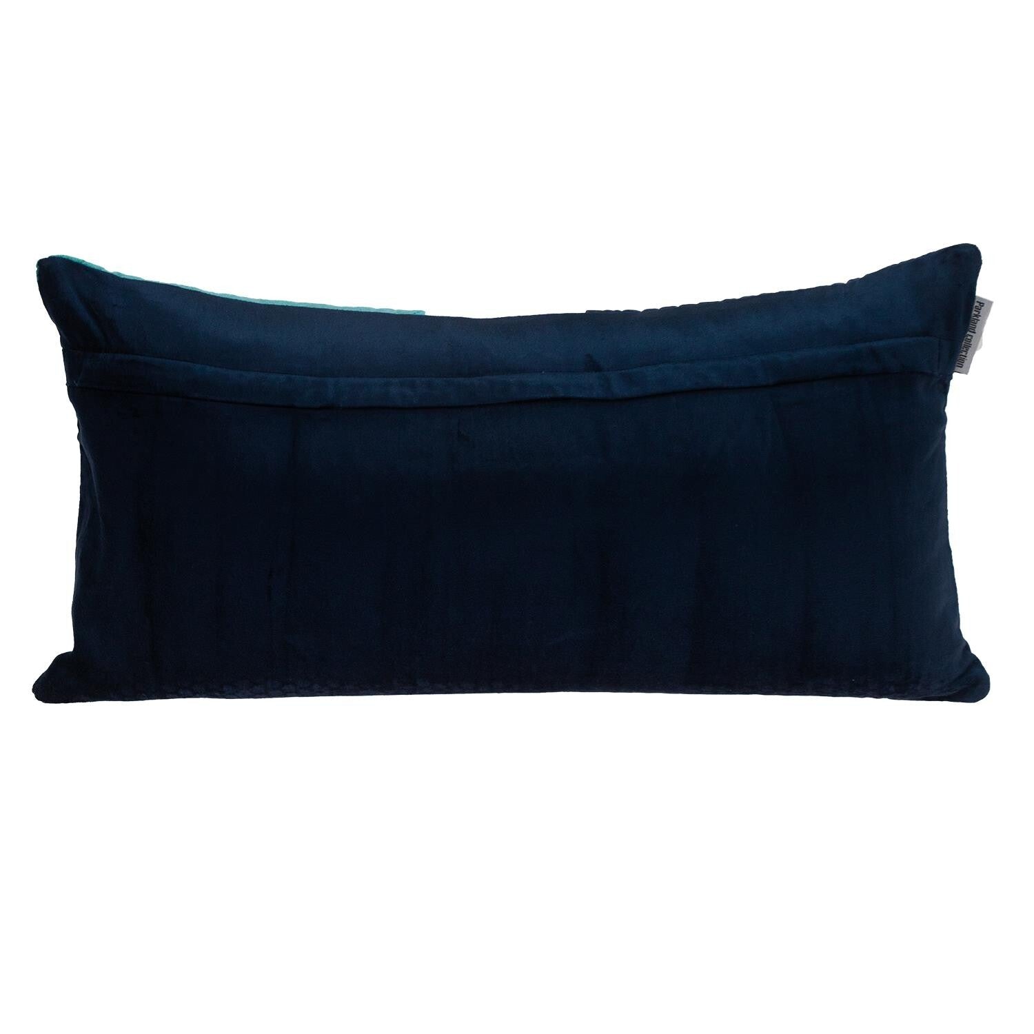 12" X 24" Navy Blue Striped Velvet Throw Pillow