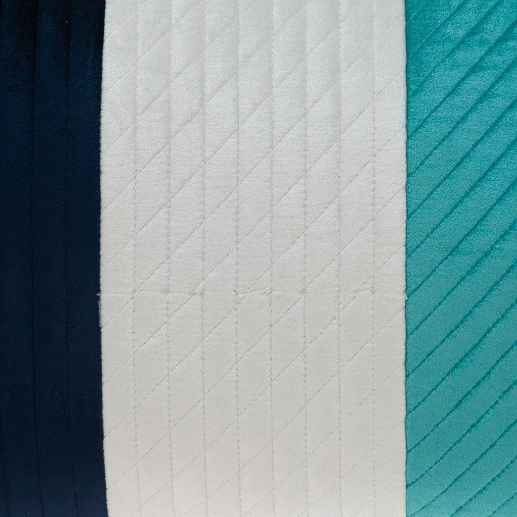 12" X 24" Navy Blue Striped Velvet Throw Pillow