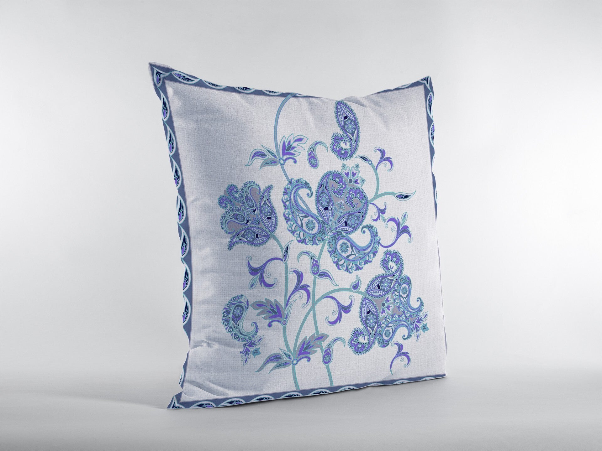 18" Blue White Wildflower Indoor Outdoor Throw Pillow