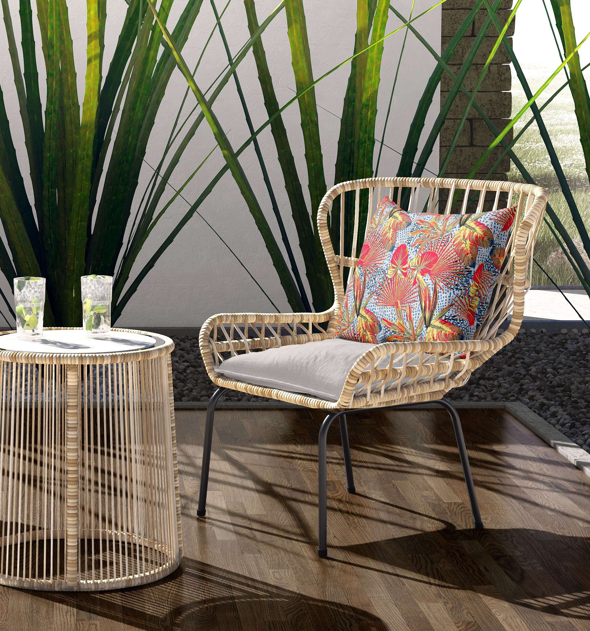 16" Crimson Yellow Tropical Indoor Outdoor Throw Pillow