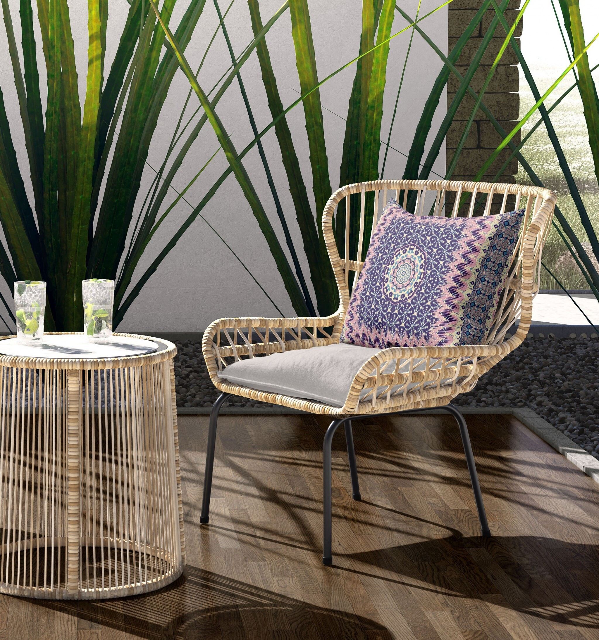 20" Pink Indigo Holy Floral Indoor Outdoor Throw Pillow