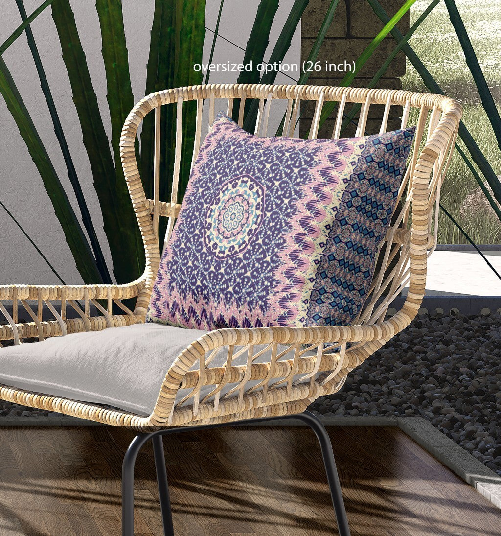 20" Pink Indigo Holy Floral Indoor Outdoor Throw Pillow