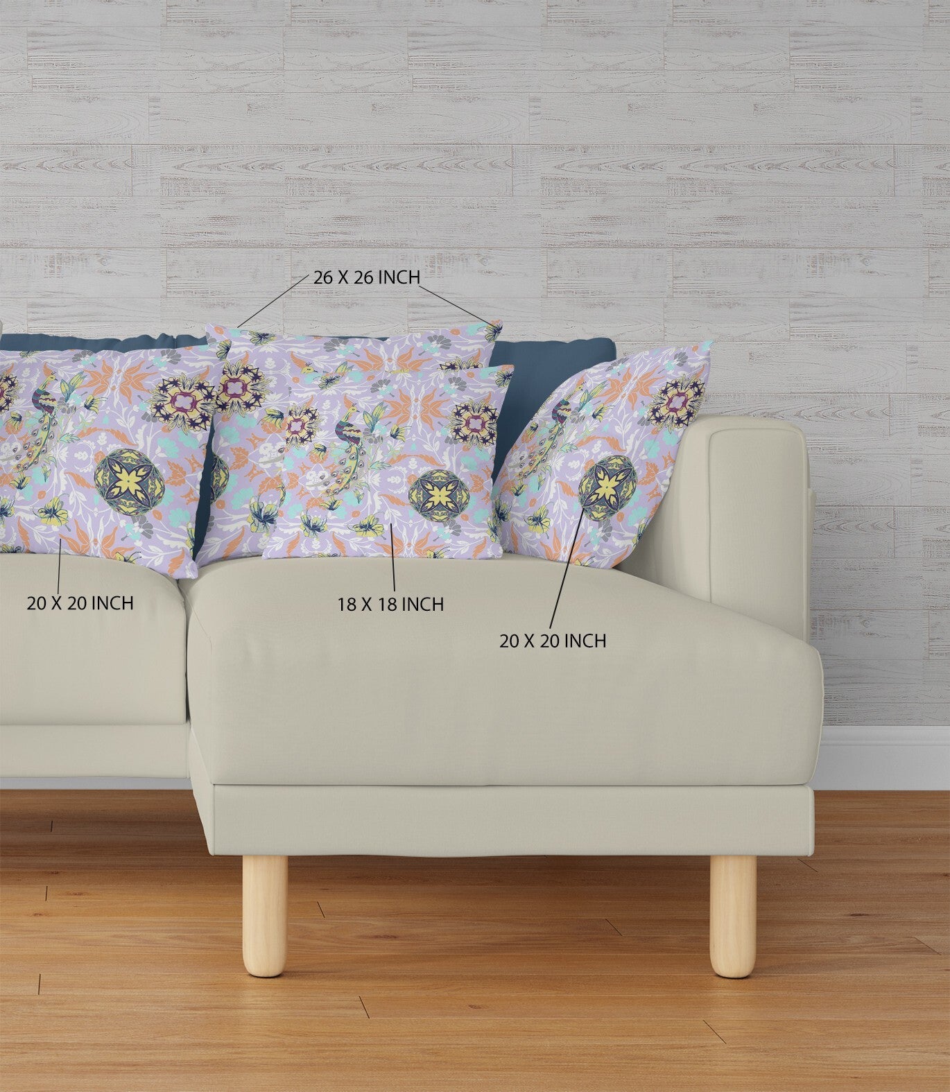 18" X 18" Purple And Yellow Broadcloth Floral Throw Pillow