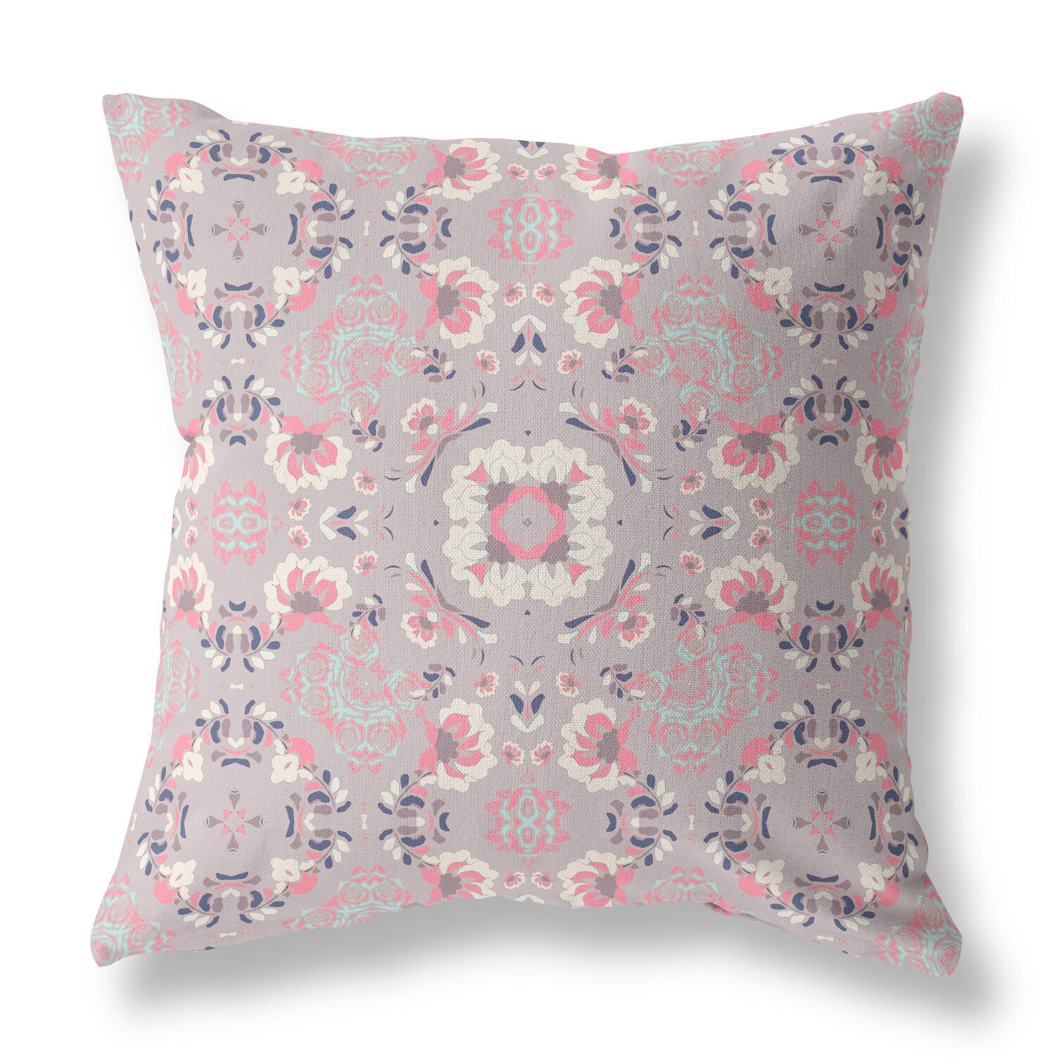 18" X 18" Muted Pink Floral Blown Seam Suede Throw Pillow