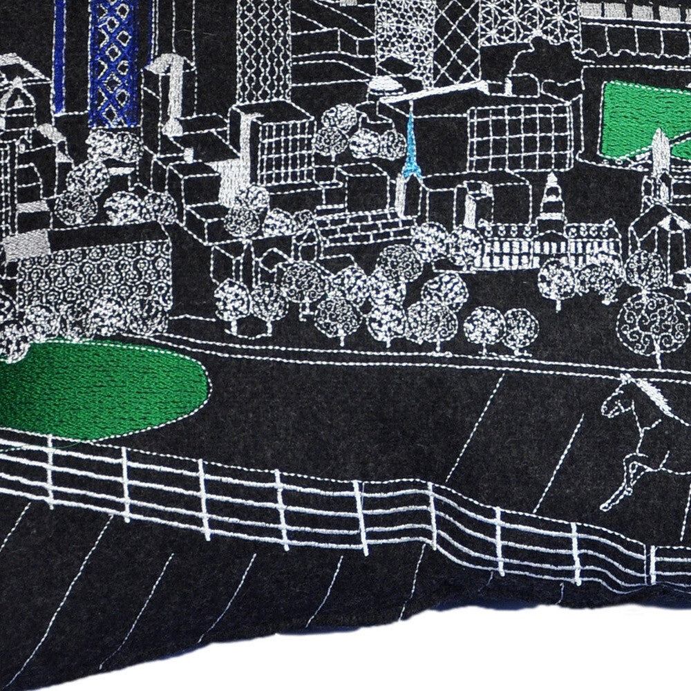 14" X 24" Black Gray and White Hometown Pride Wool Lumbar Throw Pillow