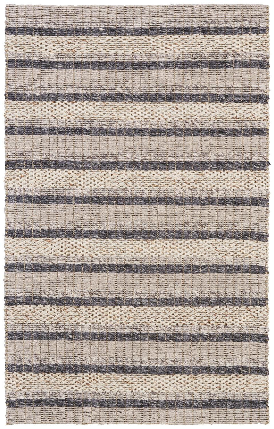 12' X 15' Gray and Ivory Wool Hand Woven Area Rug