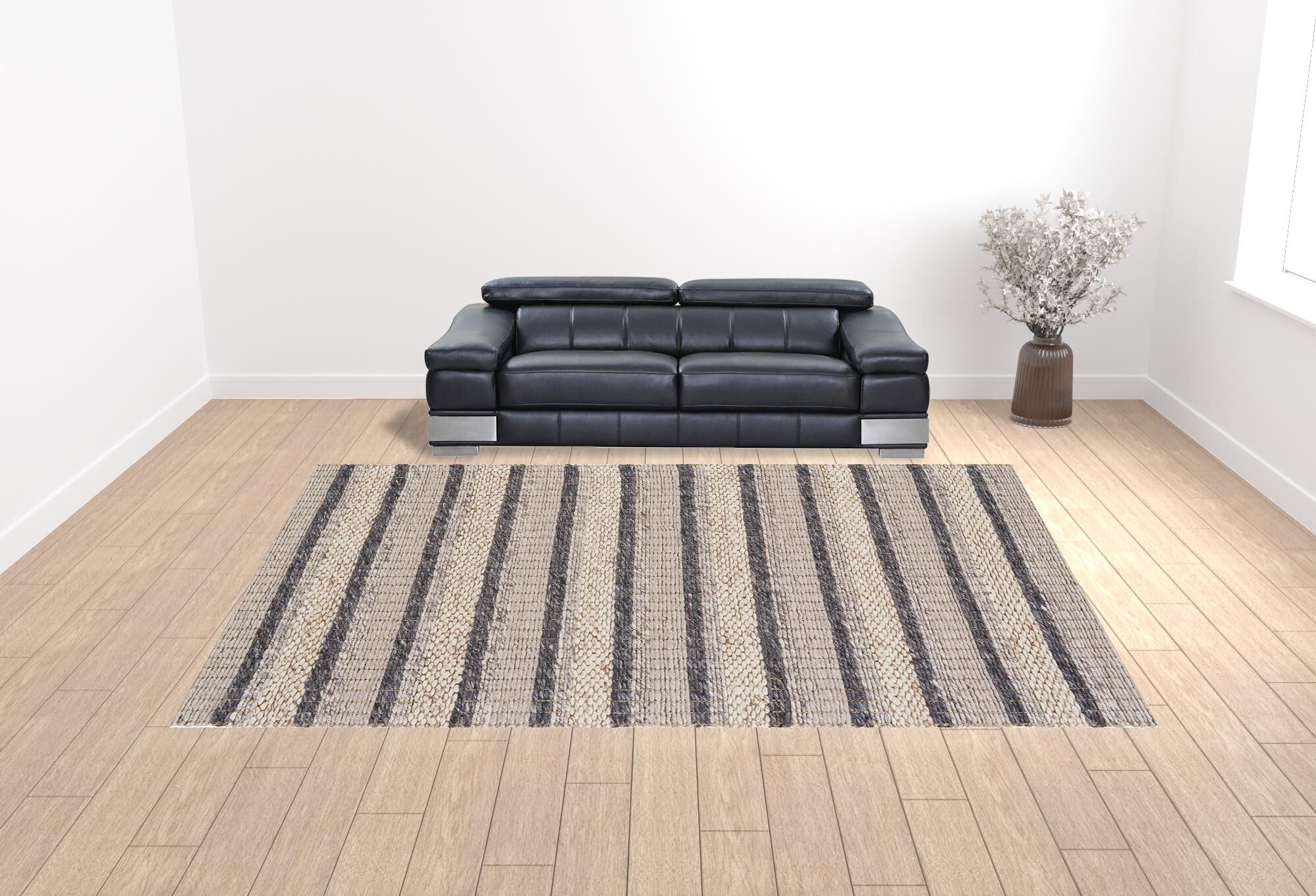 12' X 15' Gray and Ivory Wool Hand Woven Area Rug