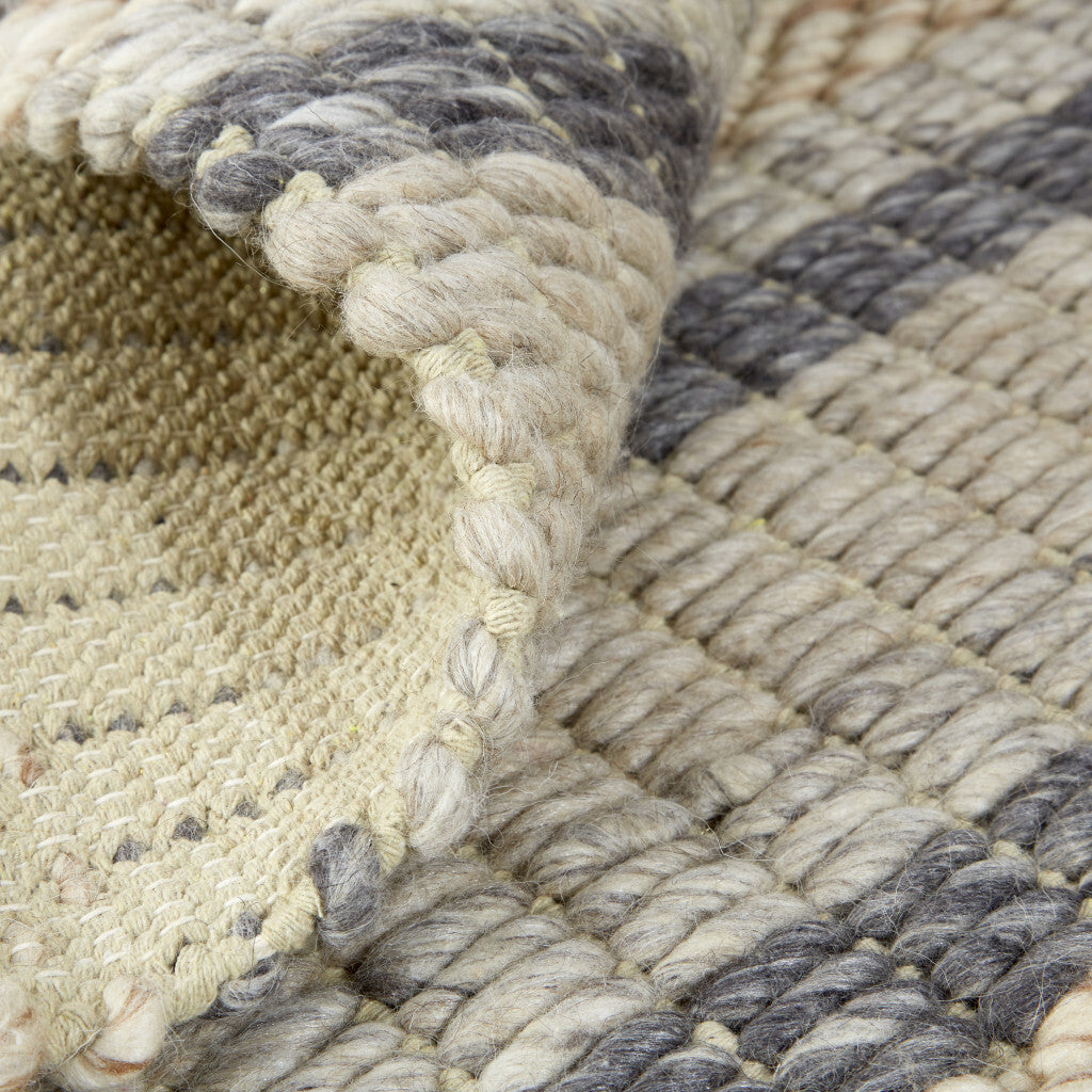 12' X 15' Gray and Ivory Wool Hand Woven Area Rug