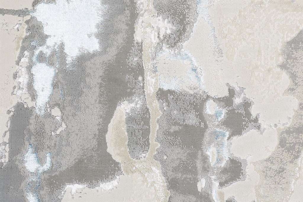 10' X 13' Ivory Gray And Blue Abstract Stain Resistant Area Rug