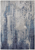 12' X 15' Ivory Blue And Black Abstract Power Loom Distressed Area Rug
