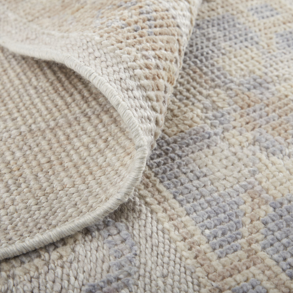 10' X 14' Ivory And Orange Floral Hand Knotted Stain Resistant Area Rug