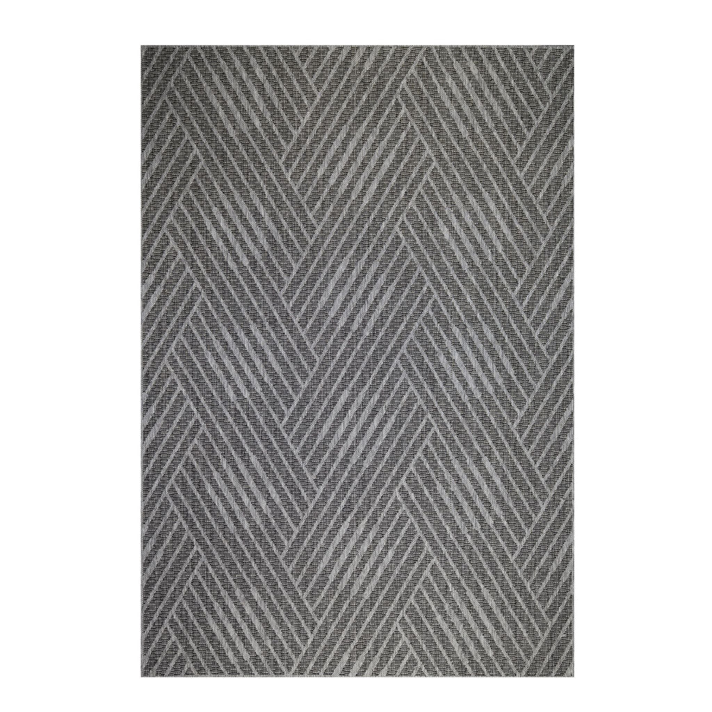 4' X 6' Gray and Blue Geometric Stain Resistant Indoor Outdoor Area Rug