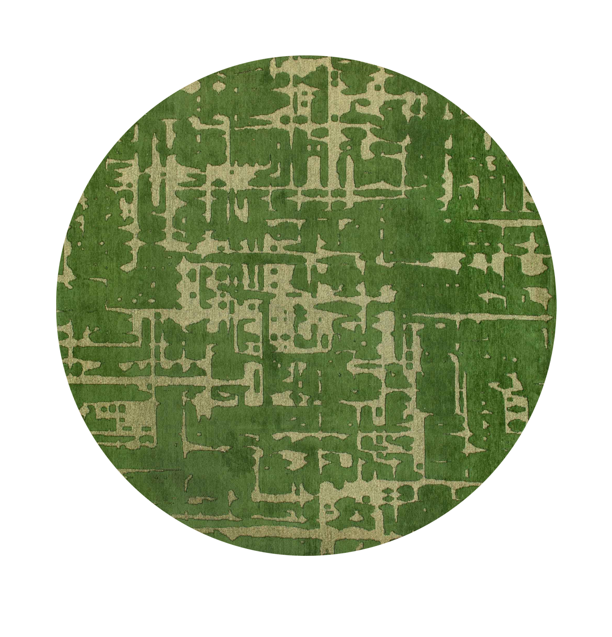 5' Green Round Abstract Non Skid Area Rug