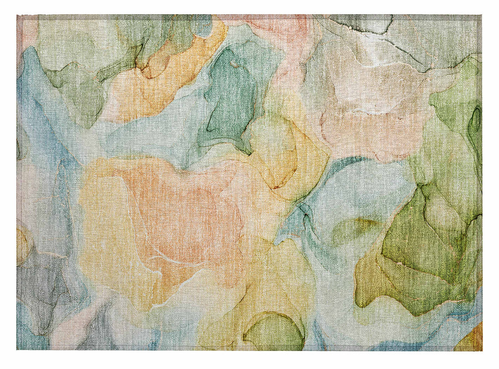 2' X 3' Blue Abstract Washable Non Skid Indoor Outdoor Area Rug