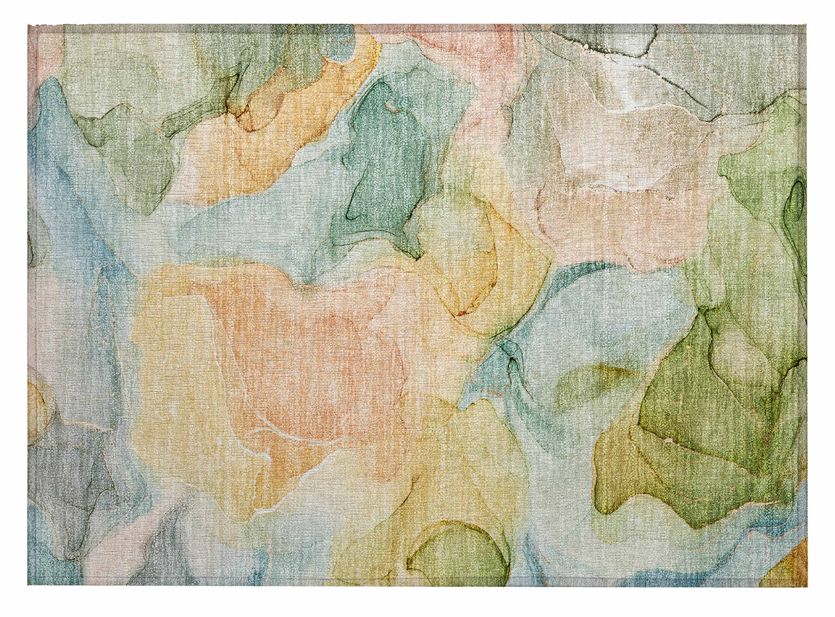 2' X 3' Blue Abstract Washable Non Skid Indoor Outdoor Area Rug