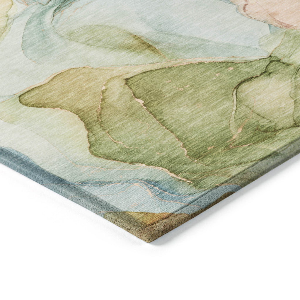 2' X 3' Blue Abstract Washable Non Skid Indoor Outdoor Area Rug