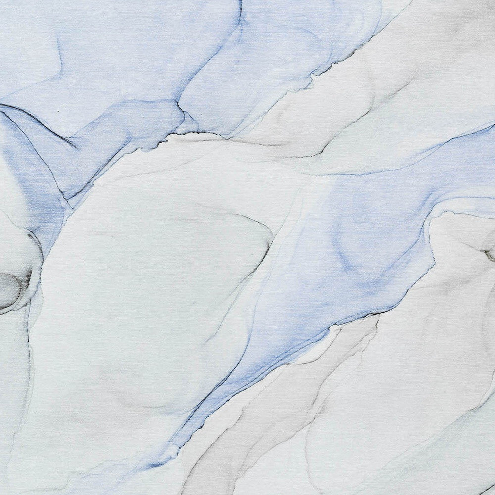 3' X 5' Ivory Blue and Gray Abstract Washable Non Skid Indoor Outdoor Area Rug