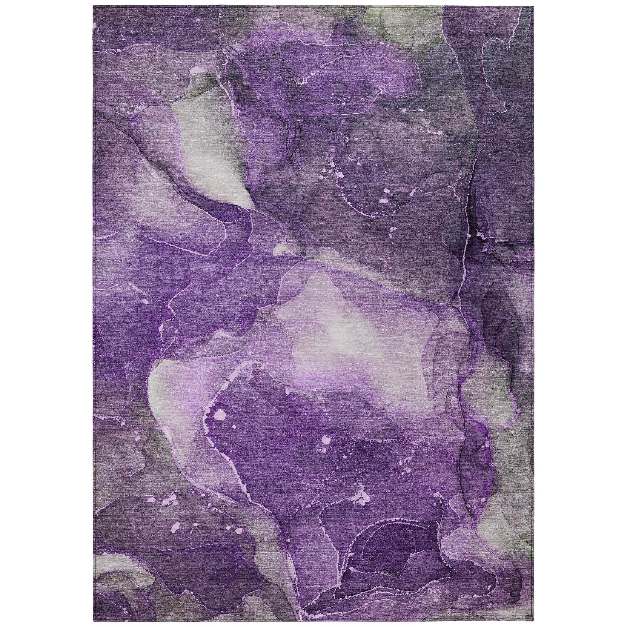 10' X 14' Purple Abstract Washable Non Skid Indoor Outdoor Area Rug
