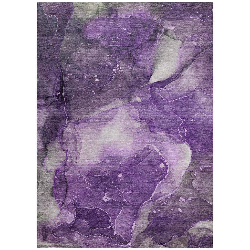10' X 14' Purple Abstract Washable Non Skid Indoor Outdoor Area Rug
