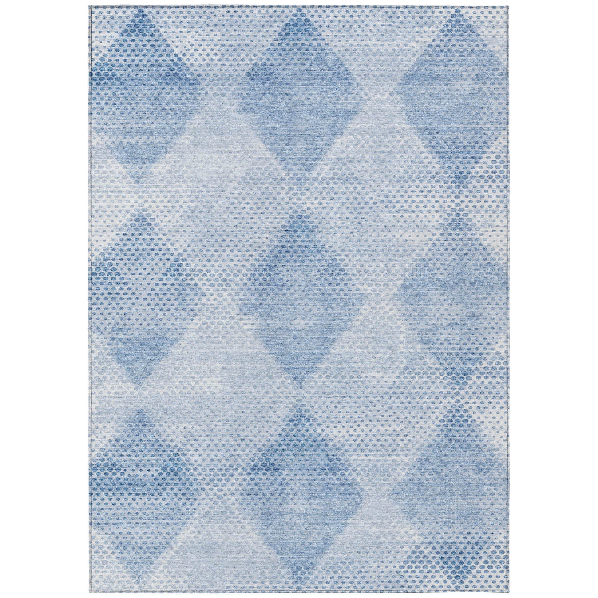 10' X 14' Blue Geometric Washable Non Skid Indoor Outdoor Area Rug