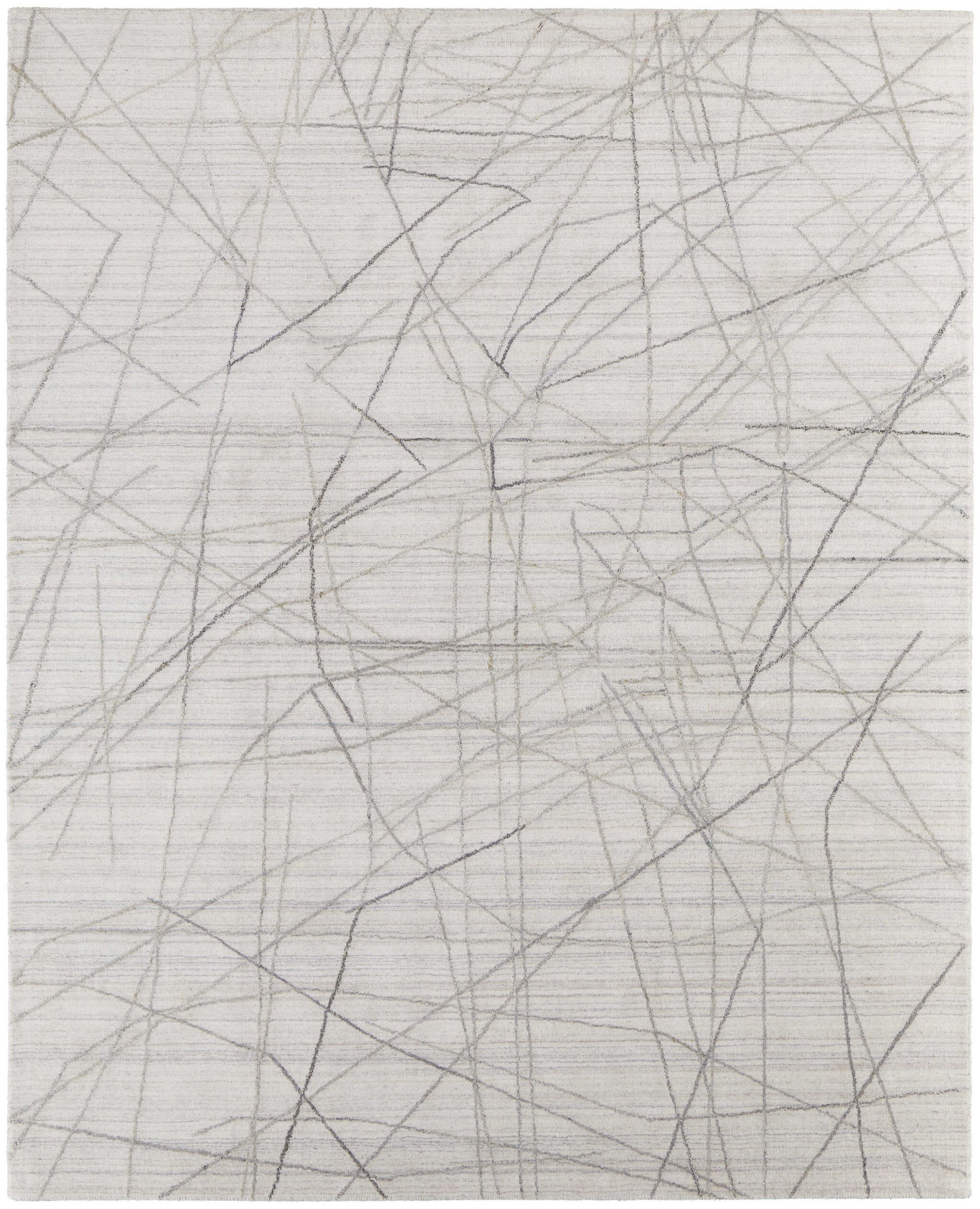 2' X 3' Gray and Ivory Abstract Hand Woven Area Rug