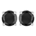 14K White Gold 3.00 Cttw Round Brilliant-Cut Black Diamond Classic 4-Prong Stud Earrings with Screw Backs (Fancy Color-Enhanced, I2-I3 Clarity)