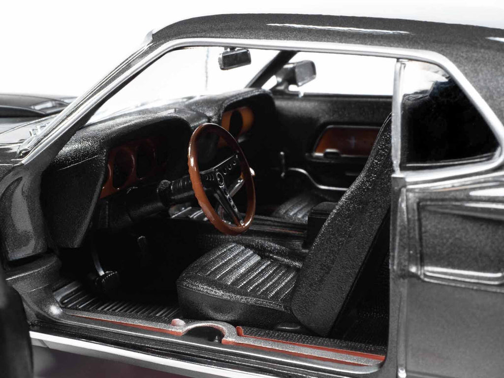 1969 Ford Mustang Dark Gray Metallic with Black Stripes "John Wick" (2014) Movie "Silver Screen Machines" Series 1/18 Diecast Model Car by Auto World