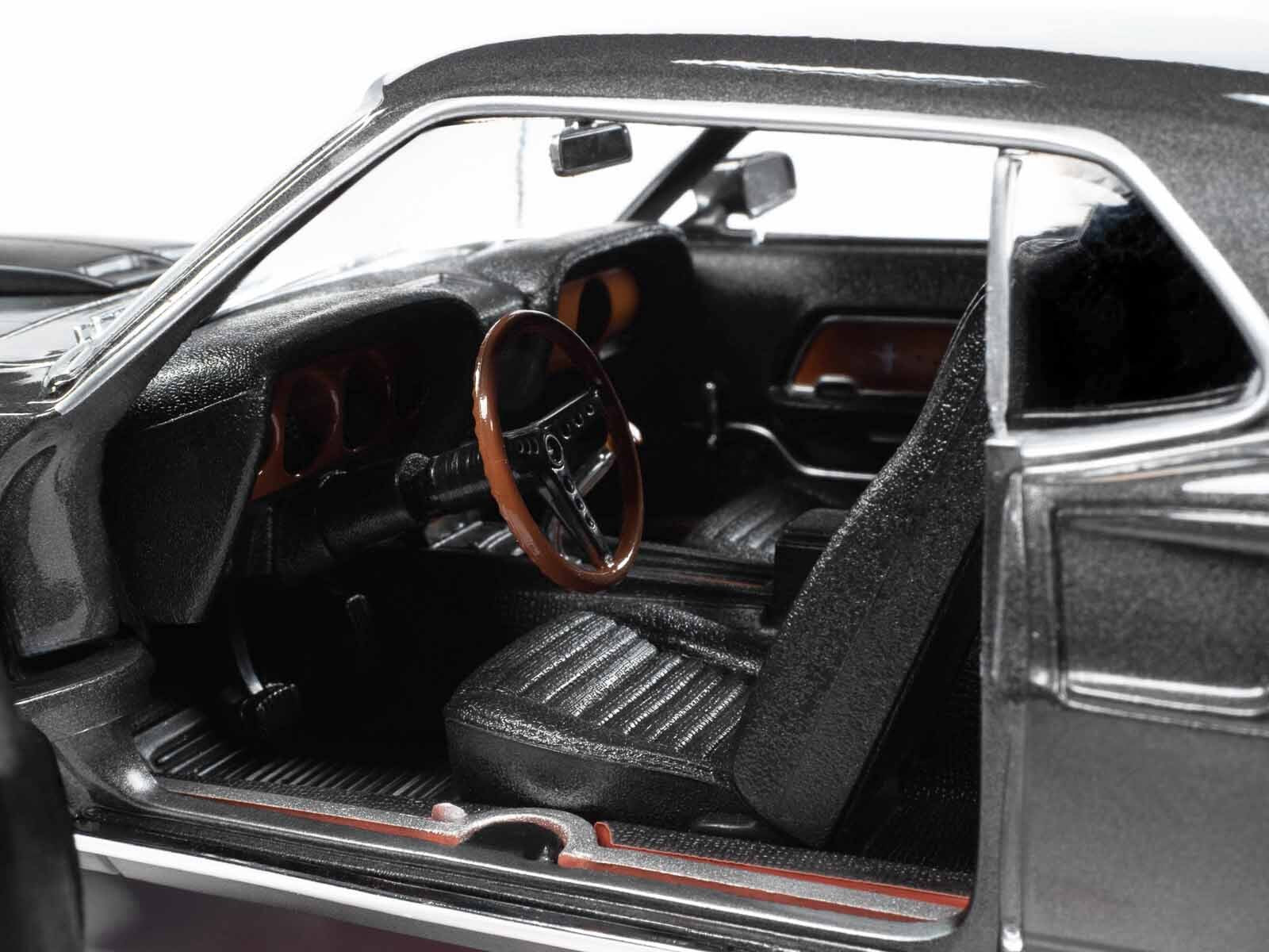 1969 Ford Mustang Dark Gray Metallic with Black Stripes "John Wick" (2014) Movie "Silver Screen Machines" Series 1/18 Diecast Model Car by Auto World