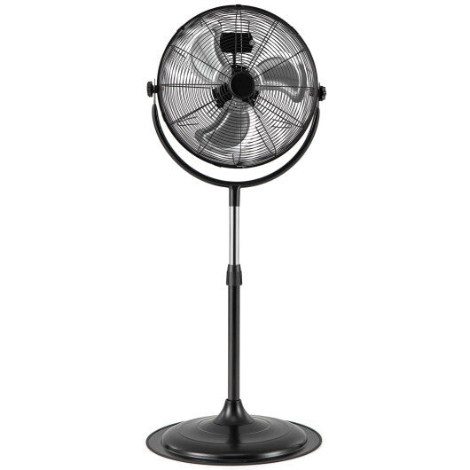 18 Inches High Velocity Pedestal Fan with 3 Speeds and Adjustable Height-Black - Color: Black