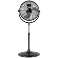 18 Inches High Velocity Pedestal Fan with 3 Speeds and Adjustable Height-Black - Color: Black