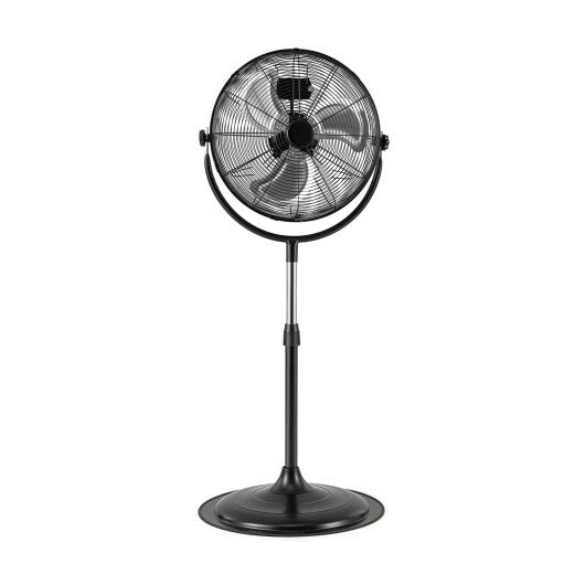 18 Inches High Velocity Pedestal Fan with 3 Speeds and Adjustable Height-Black - Color: Black