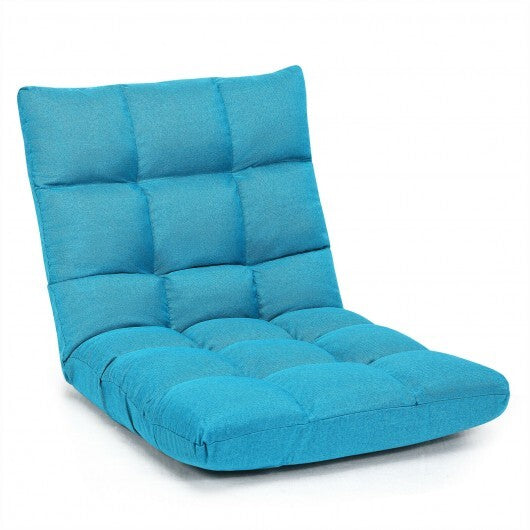 14-Position Adjustable Folding Lazy Gaming Sofa-Light Blue - Color: Light Blue