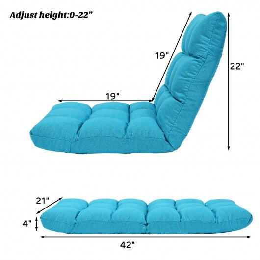 14-Position Adjustable Folding Lazy Gaming Sofa-Light Blue - Color: Light Blue