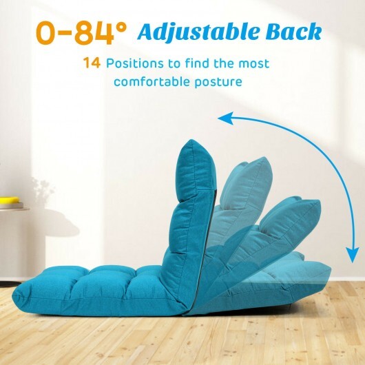 14-Position Adjustable Folding Lazy Gaming Sofa-Light Blue - Color: Light Blue